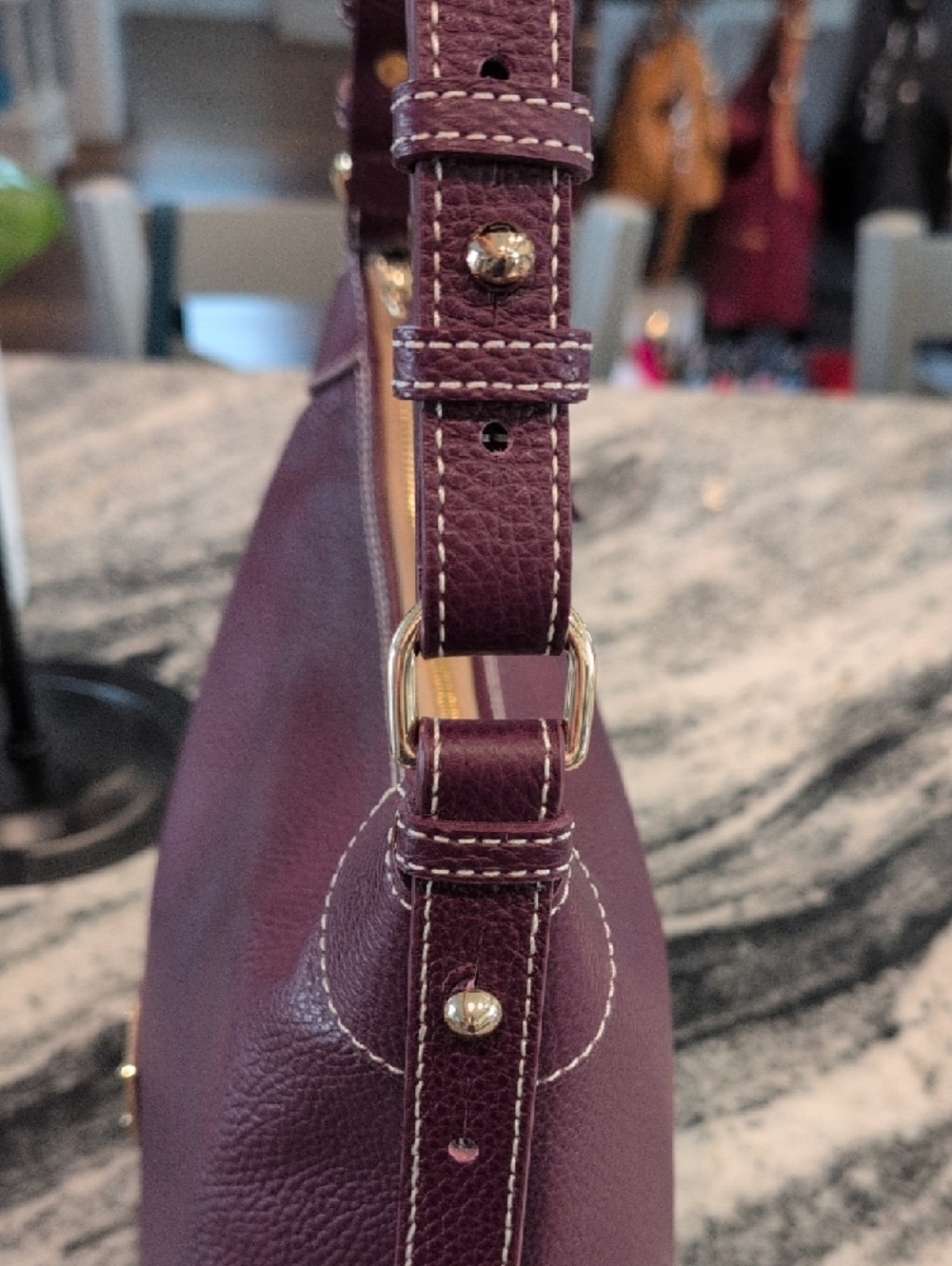 Dooney & Bourke Burgundy Pebble Leather Shoulder Bag w/Matching Wallet - Picture 15 of 16